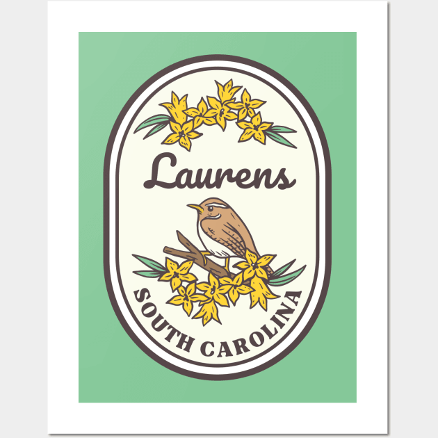 Laurens South Carolina Wren SC Tourist Souvenir Wall Art by carolinafound